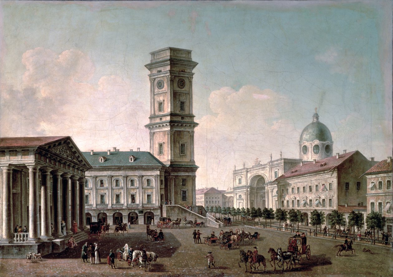 Kilátás a Nyevszkij sugárútra, Szentpétervár, 1810-20 olaj, vászon alkotó: Timofei Alexeyevich Vasiliev