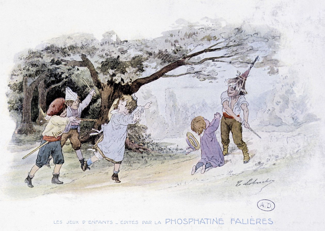 Gyermekjátékok: háborús gyerekek, katonák - dess. de Lobrichon, szerk. írta: Phosphatine Falières, v.1920 alkotó: Timoleon Marie Lobrichon