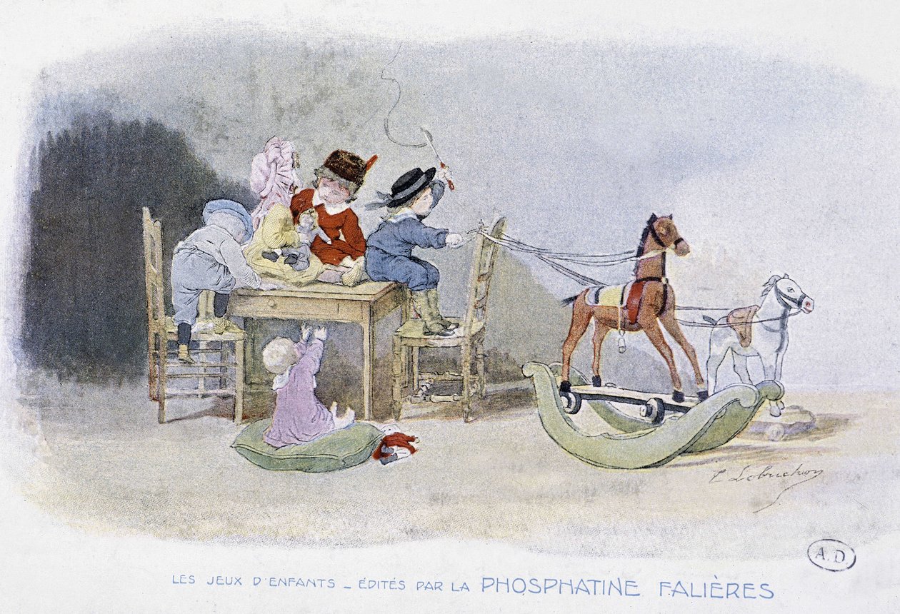 Gyermekjátékok: hintalovak - dess. de Lobrichon, szerk. írta: Phosphatine Falières, v.1920 alkotó: Timoleon Marie Lobrichon