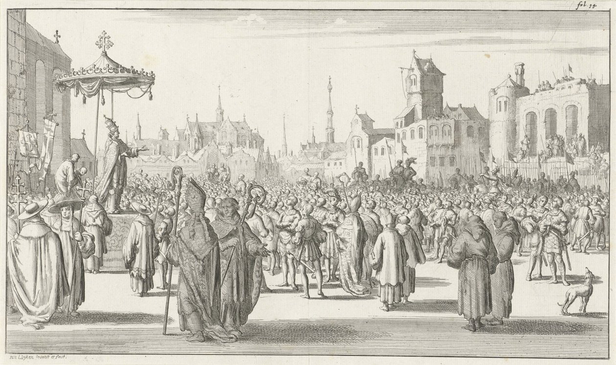 II. Urbán pápa az 1683-as első keresztes hadjáratot hirdeti alkotó: Timotheus Ten Hoorn