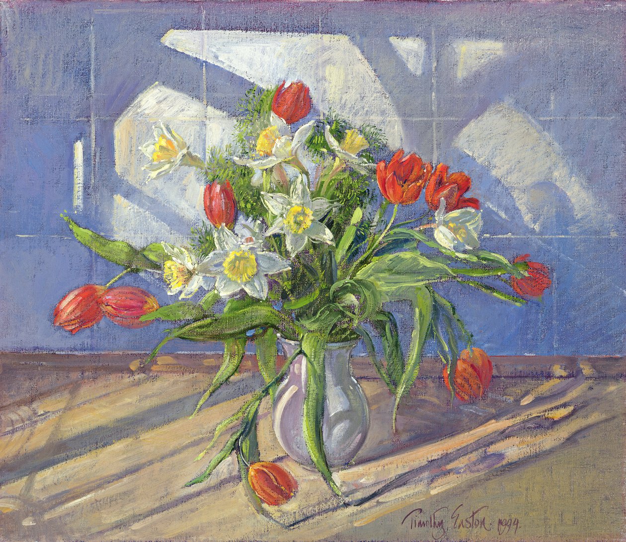 Tavaszi virágok ablak tükörképével, 1994 alkotó: Timothy Easton