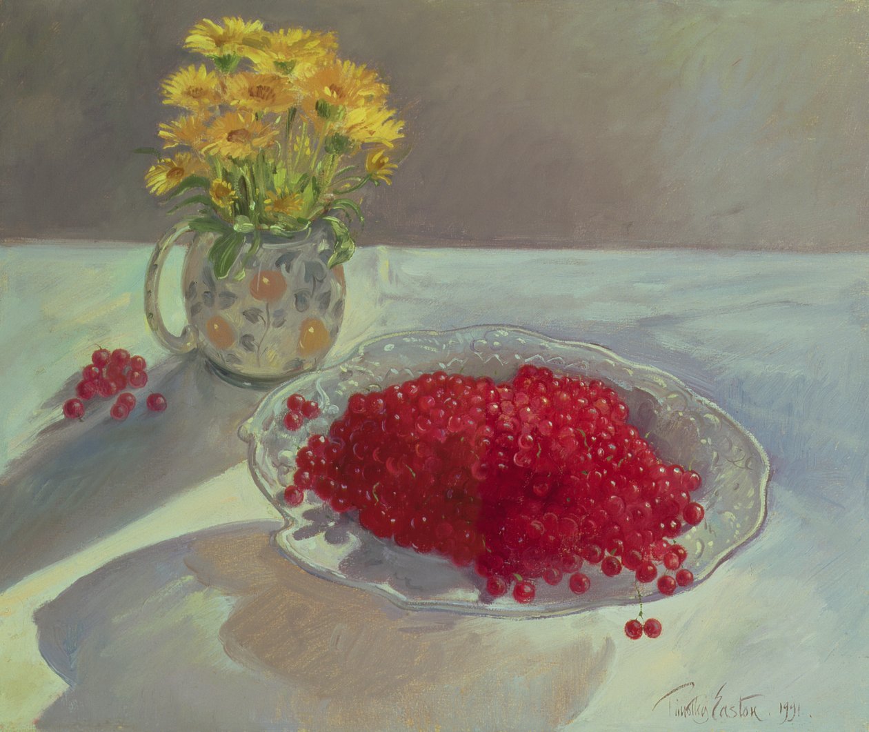 Csendélet ribizlivel és körömvirággal, 1991 alkotó: Timothy Easton