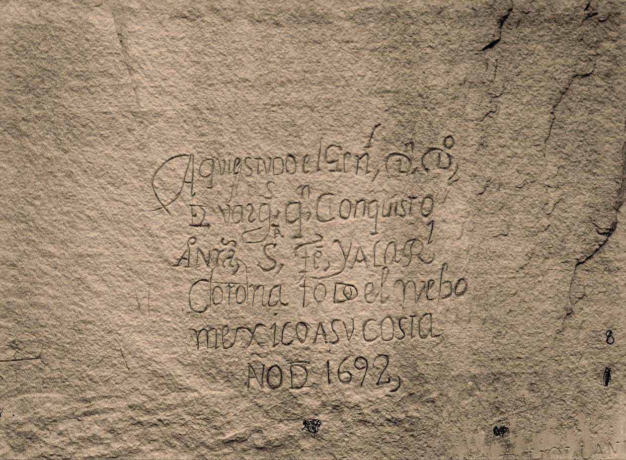 A honfoglalás történelmi spanyol feljegyzése; Az Inscription Rock déli oldala, N. M. alkotó: Timothy H. OSullivan