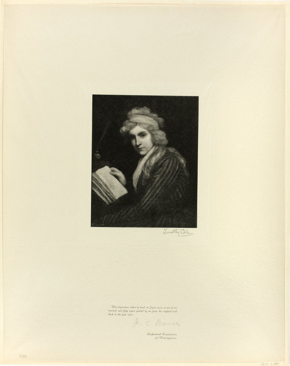 Mary Wollstonecraft portréja a régi angol mesterektől alkotó: Timothy Cole