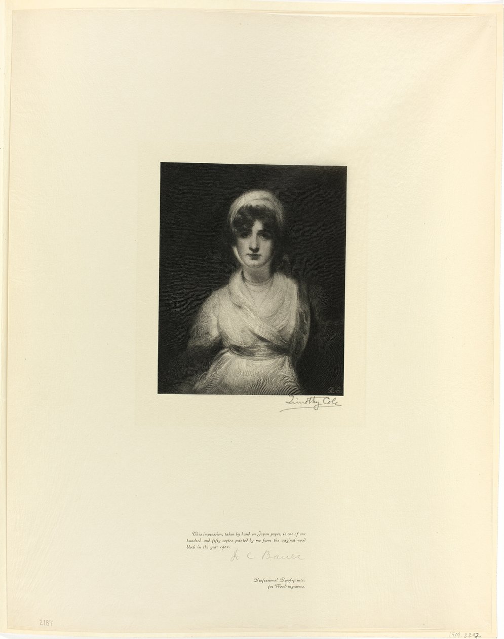 Mrs. Siddons portréja, a régi angol mesterektől alkotó: Timothy Cole