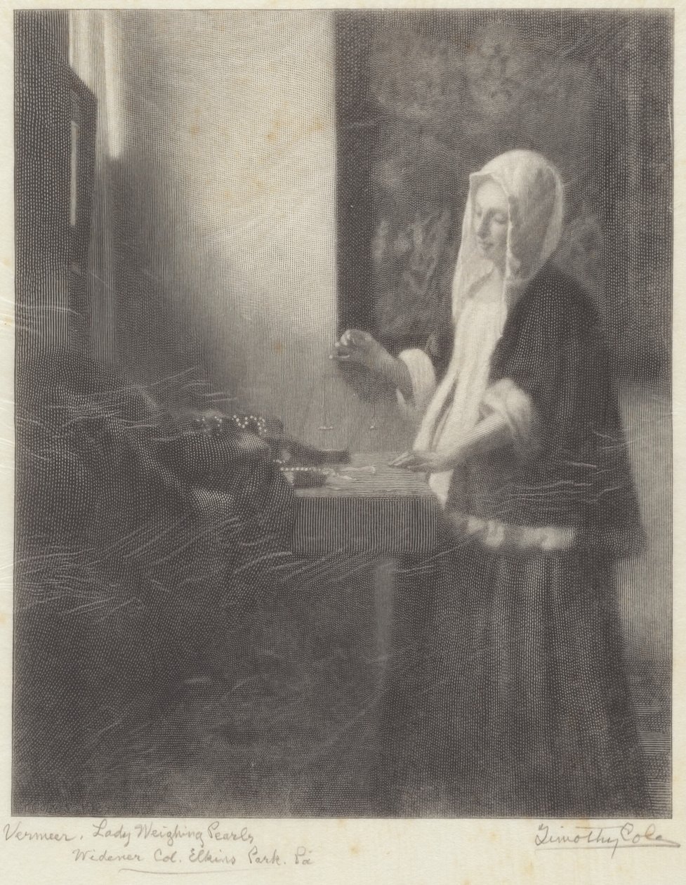 Nő súlyú gyöngyöt alkotó: Timothy Cole after Johannes Vermeer