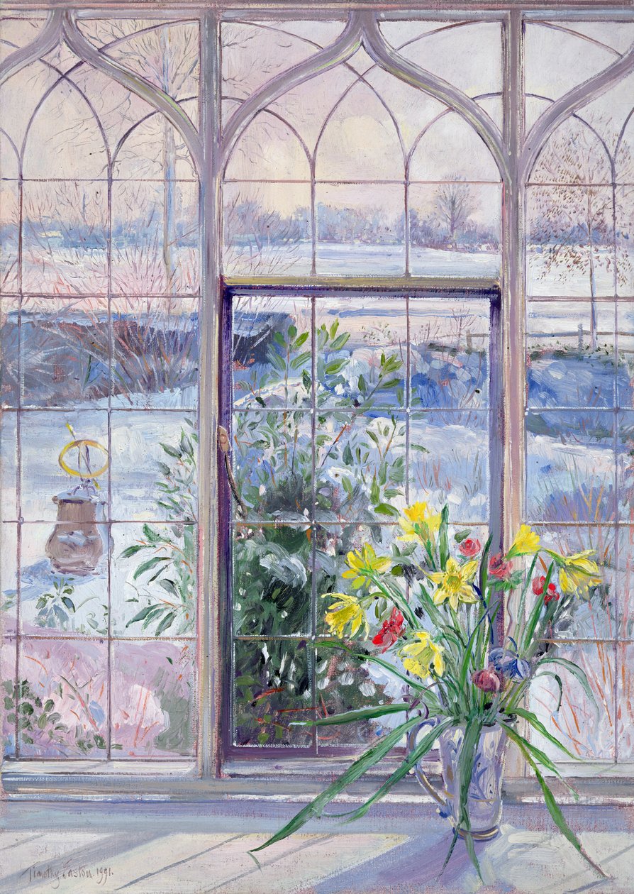 Nárciszok és napóra a hóban alkotó: Timothy Easton