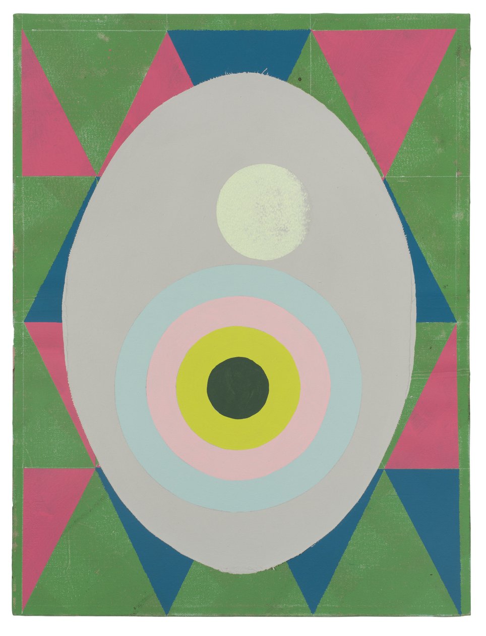 Egg is the Answer, 2023 (latex, kollázs és zománc vászonra) alkotó: Timothy Gierschick II