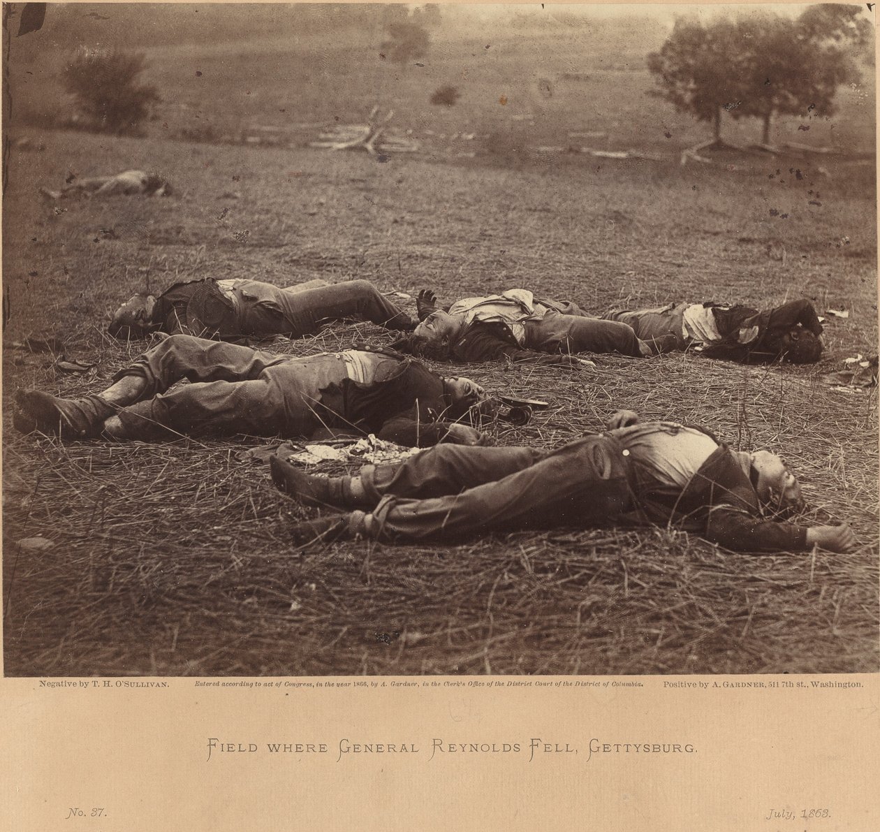 Mező, ahol Reynolds tábornok elesett, Gettysburg, 1863. július 5 alkotó: Timothy H. O