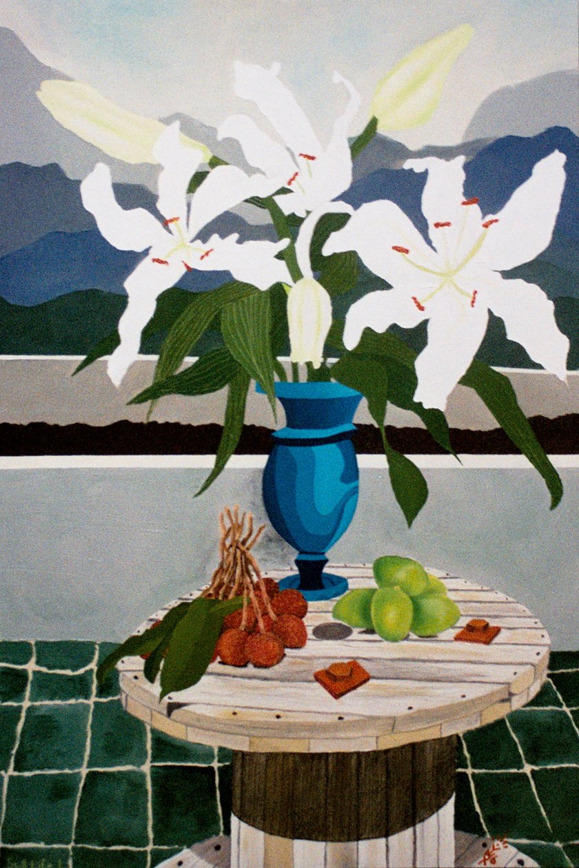 Liliom, lime és licsi, 2004, olaj, vászon alkotó: Timothy Nathan Joel
