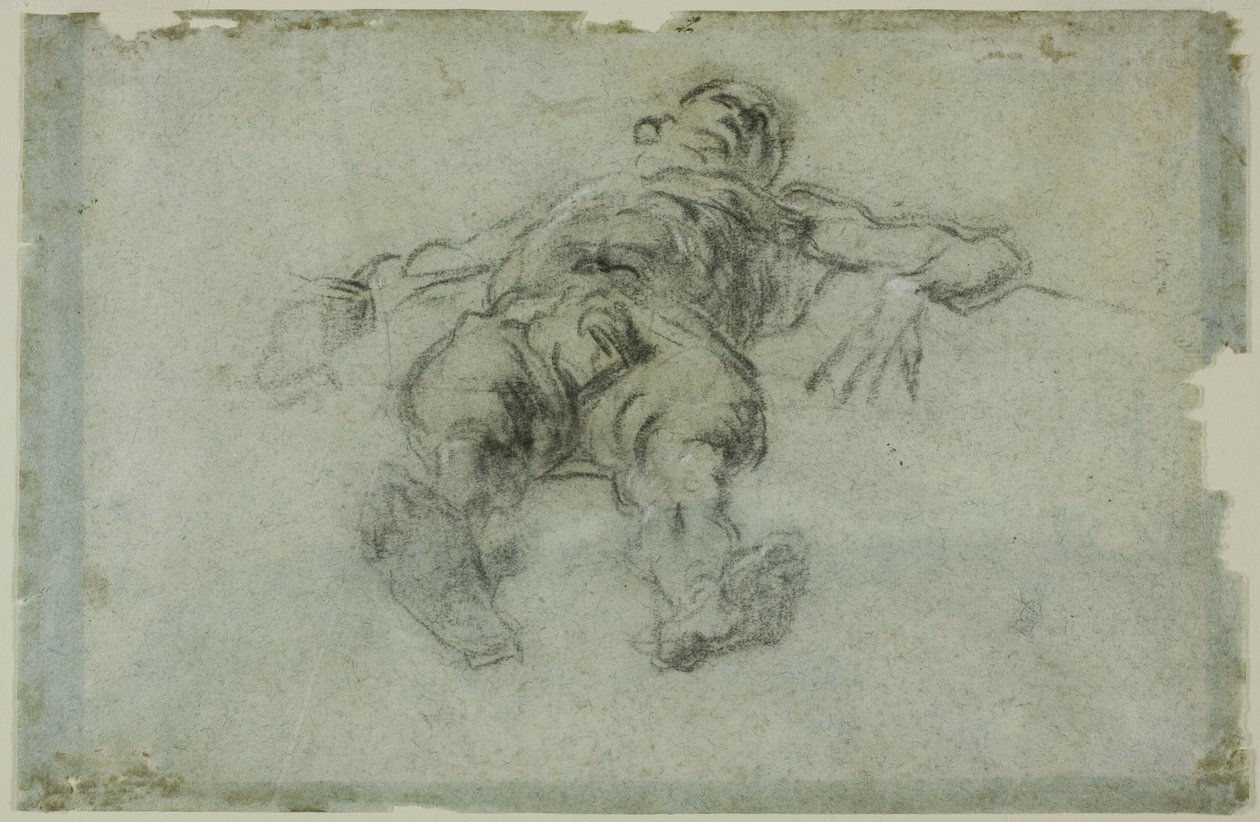 Fekvő férfiakt, előrehajló, lerövidített alkotó: Tintoretto
