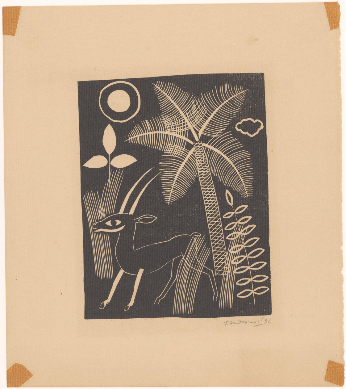 Szarvas pálmafával alkotó: Tinus van Doorn (signed by artist)