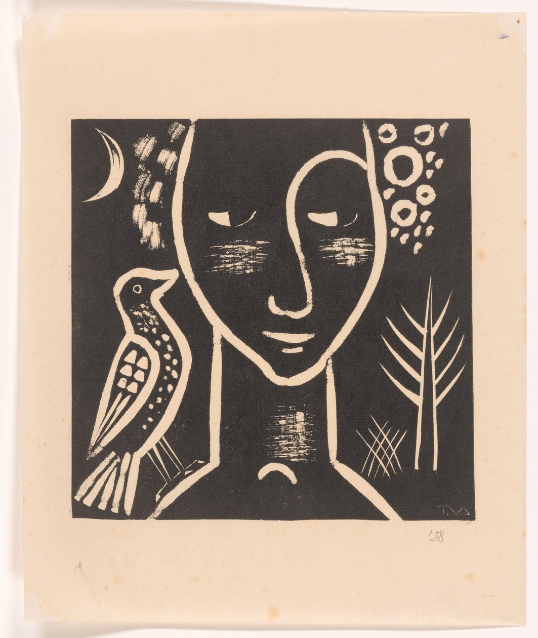 Női fej galambbal alkotó: Tinus van Doorn (signed by artist)