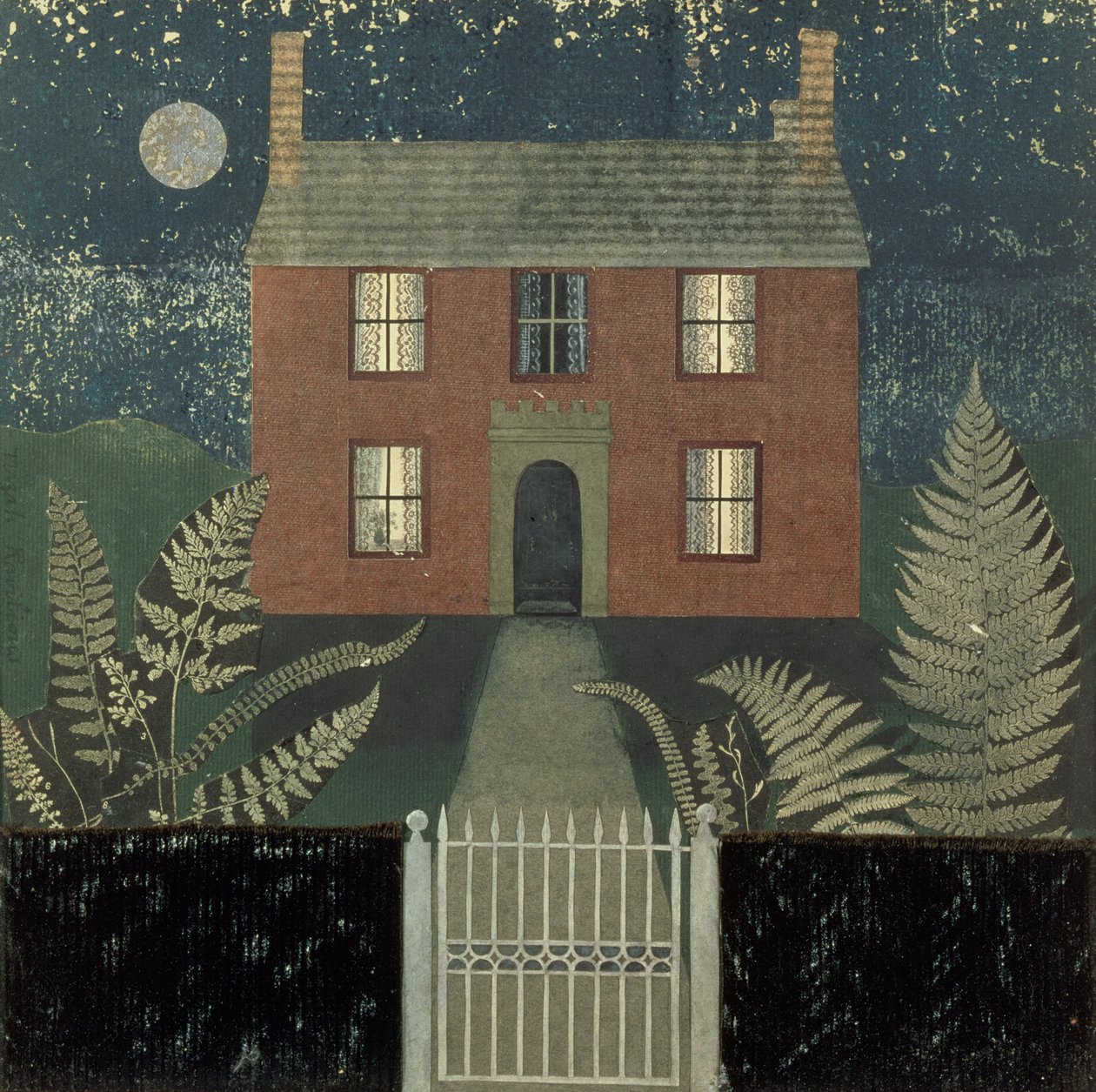 Ház éjjel (kollázs) alkotó: Tirzah Ravilious