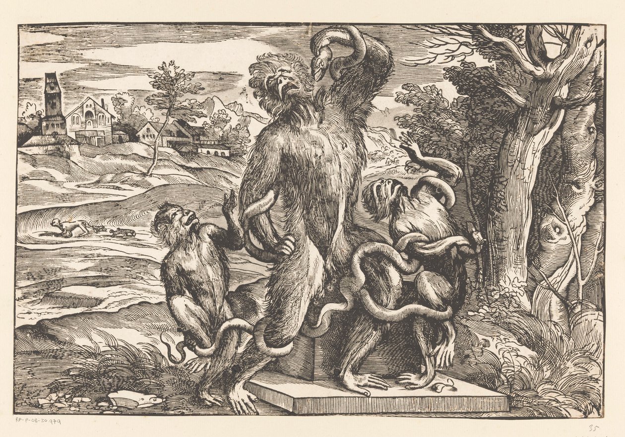 Karikatúra a Laocoön csoportról alkotó: Titiaan