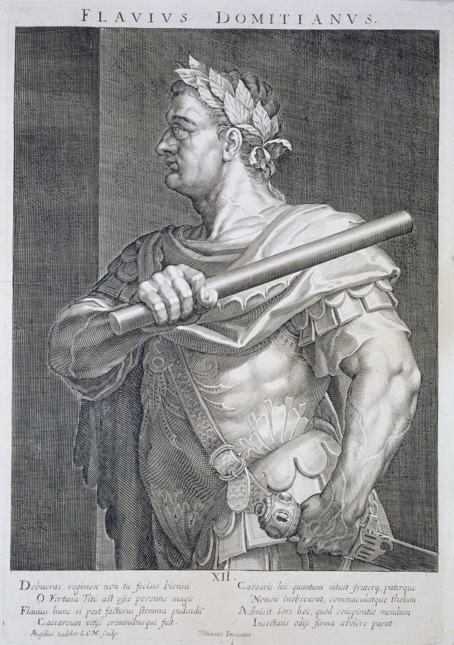 Flavius Domitianus (i.sz. 51-96) Róma császára 81-96. Aegidius Sadeler metszetével (1570-1629) alkotó: Tiziano Vecelli
