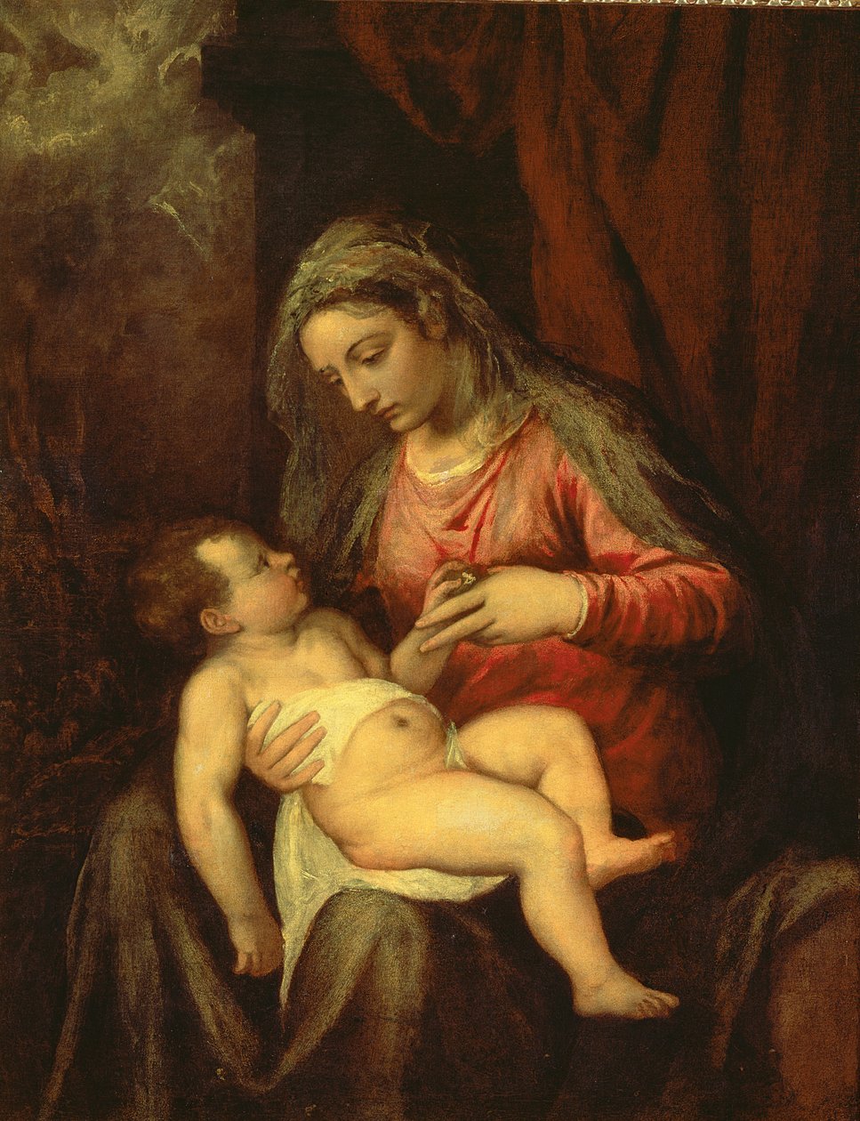 Madonna és gyermeke alkotó: Tiziano Vecelli