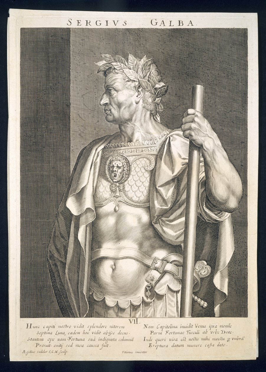 Sergius Galba római császár i.sz. 68-ban, vésette Aegidius Sadler (1570-1629) alkotó: Tiziano Vecelli