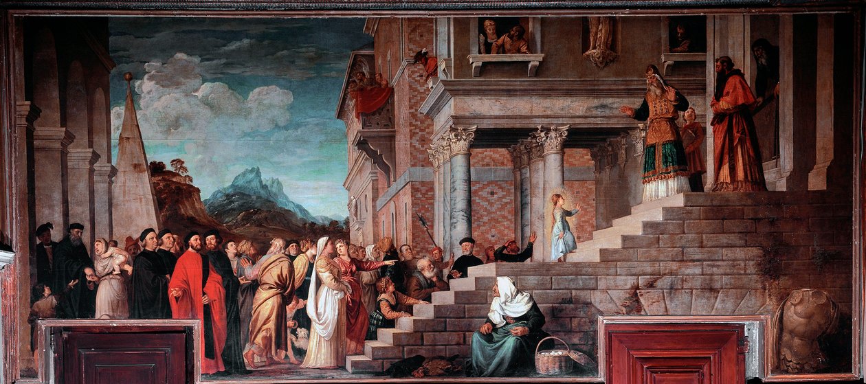 A Szűz bemutatása a templomban, 1534-38 alkotó: Tiziano Vecelli