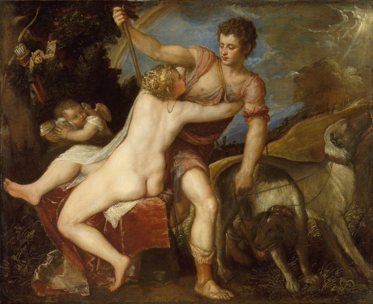 Vénusz és Adonisz, 1560 körül alkotó: Tiziano Vecelli