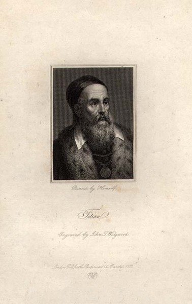 Tiziano portréja, metszette John T. Wedgwood alkotó: Titian (c.1488 1576) (after)