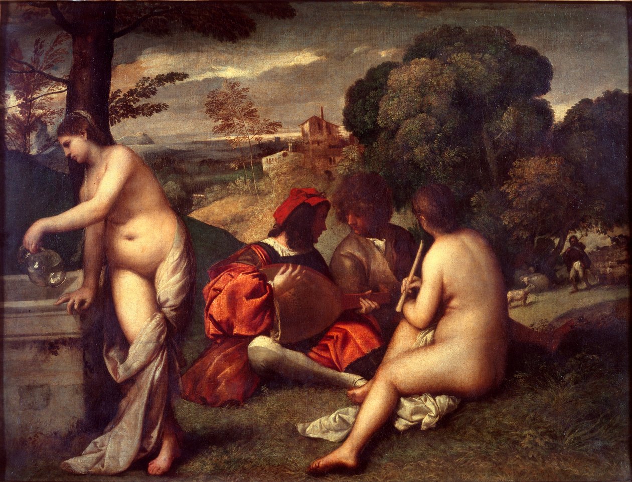 A lelkipásztori koncert, 1509 (olaj, vászon) alkotó: Titian (c.1488 1576) (attr. to)