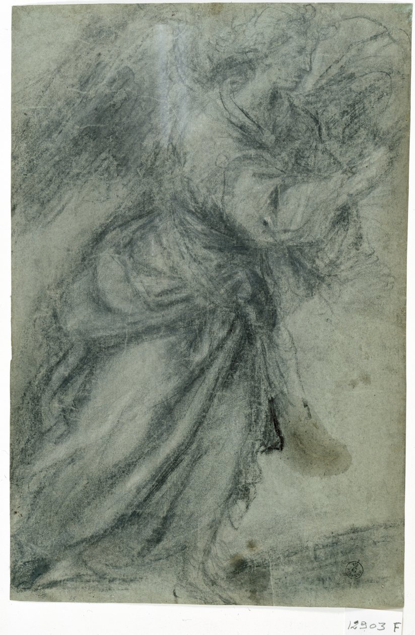 Angyal az Annunciációról (kréta, papír) alkotó: Titian (c.1488-1576)