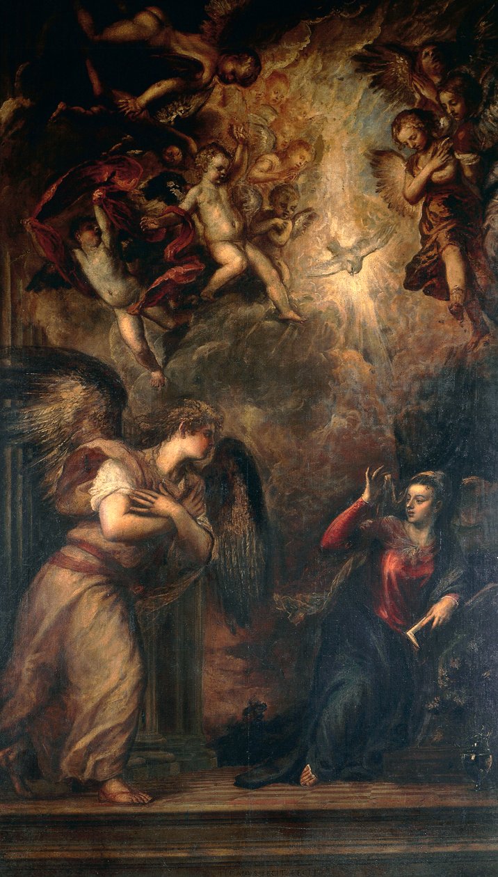 Angyali üdvözlet, Tizianustól (kb. 1490-1576), San Salvador templom, Velence alkotó: Titian (c.1488 1576)