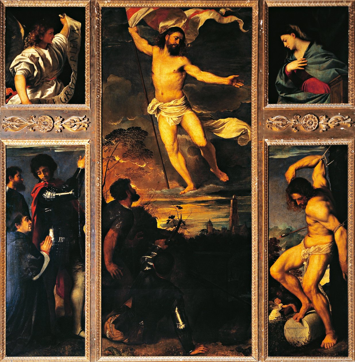 Vecellio Tiziano (1488-1576) Averoldi oltárképe, olaj, vászon, 278x292 cm Szent Nazario és Celso kollégiumi templom, Brescia alkotó: Titian (c.1488 1576)