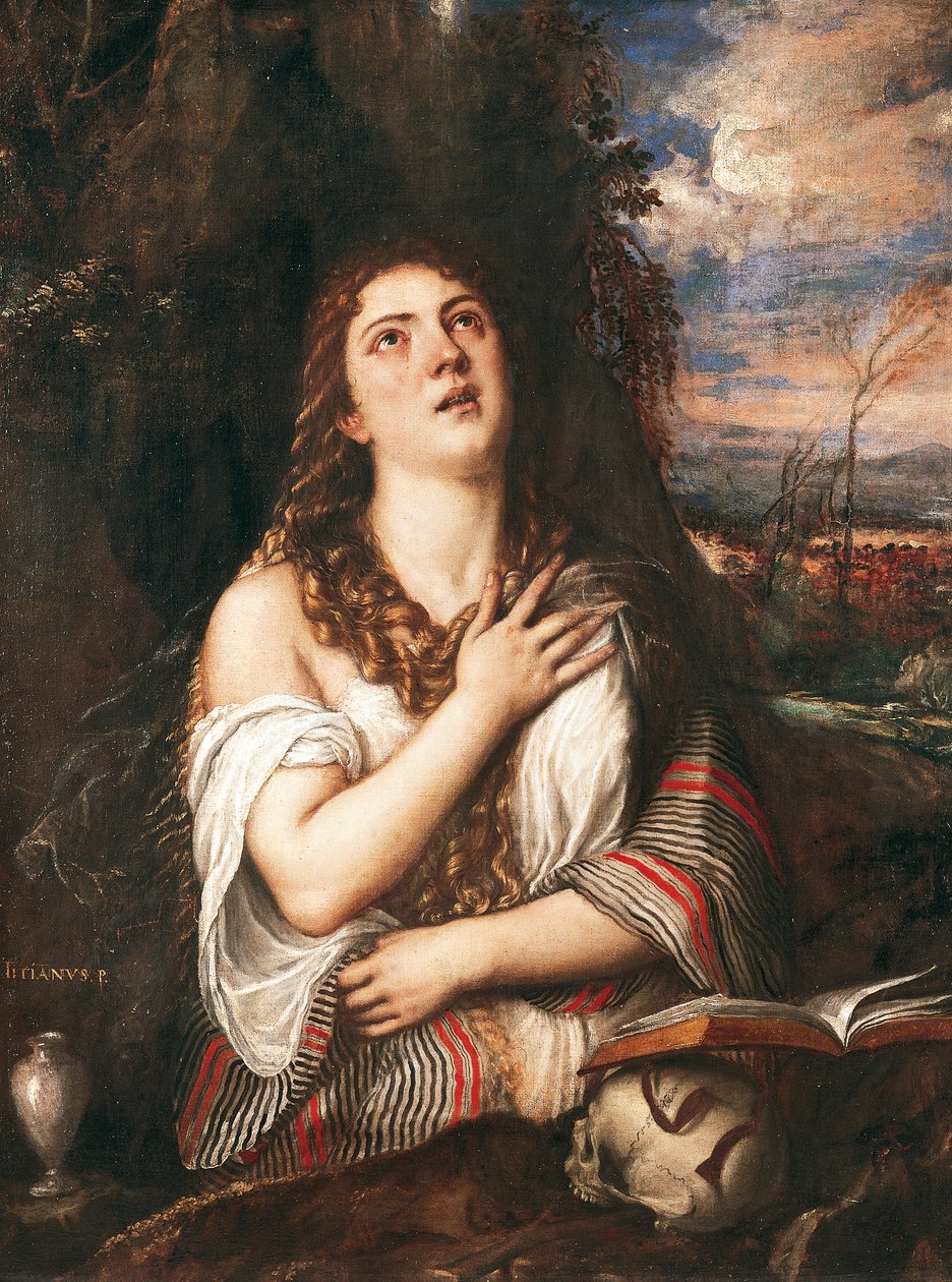 La Maddalena, Tizianus (kb. 1490-1576), olaj, vászon alkotó: Titian (c.1488 1576)