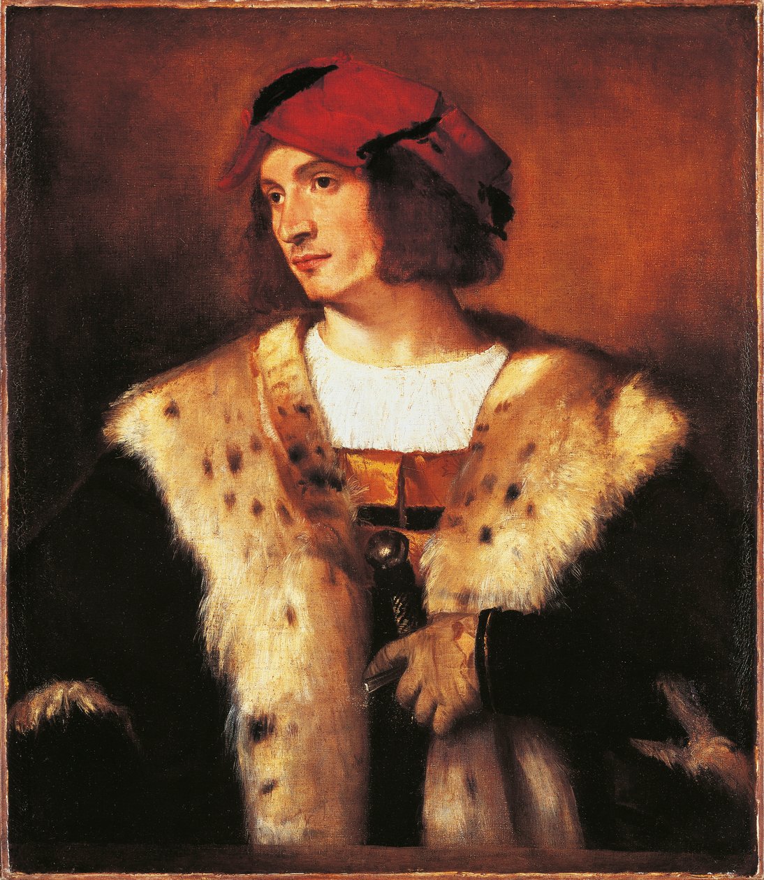 Szőrmébe öltözött fiatalember portréja alkotó: Titian (c.1488 1576)