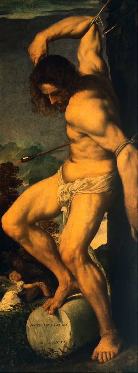 San Sebastian, részlet Averoldi poliptichonból, Tizian (kb. 1490-1576), olaj, vászon alkotó: Titian (c.1488 1576)
