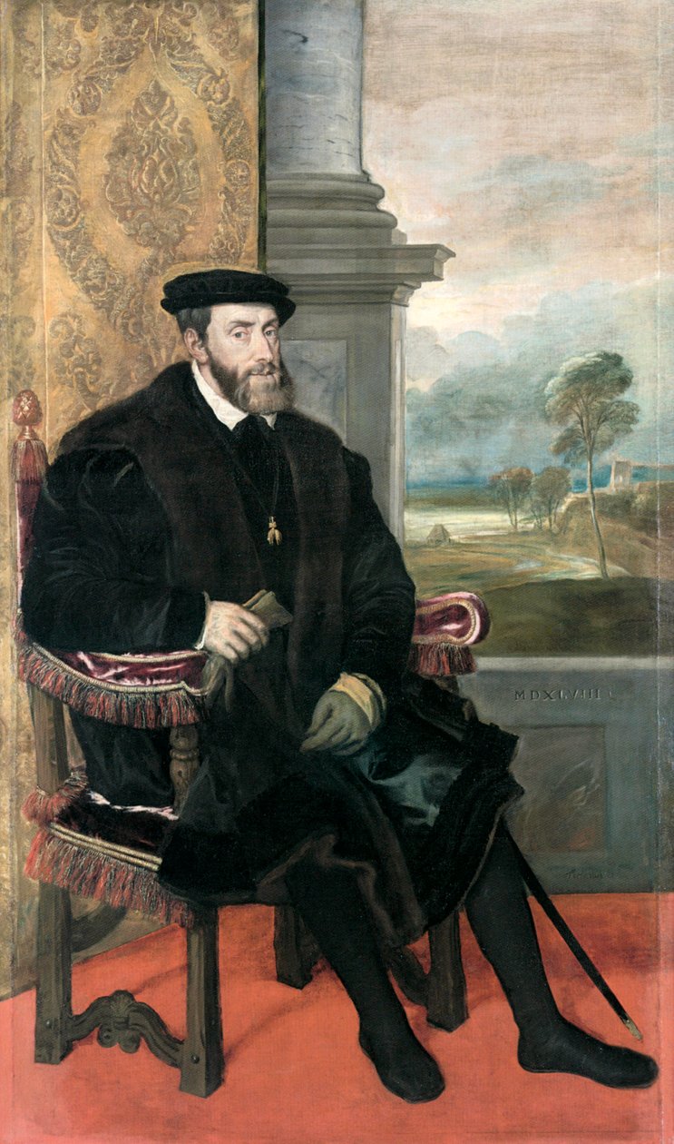 V. Károly császár ülő portréja alkotó: Titian (c.1488 1576)