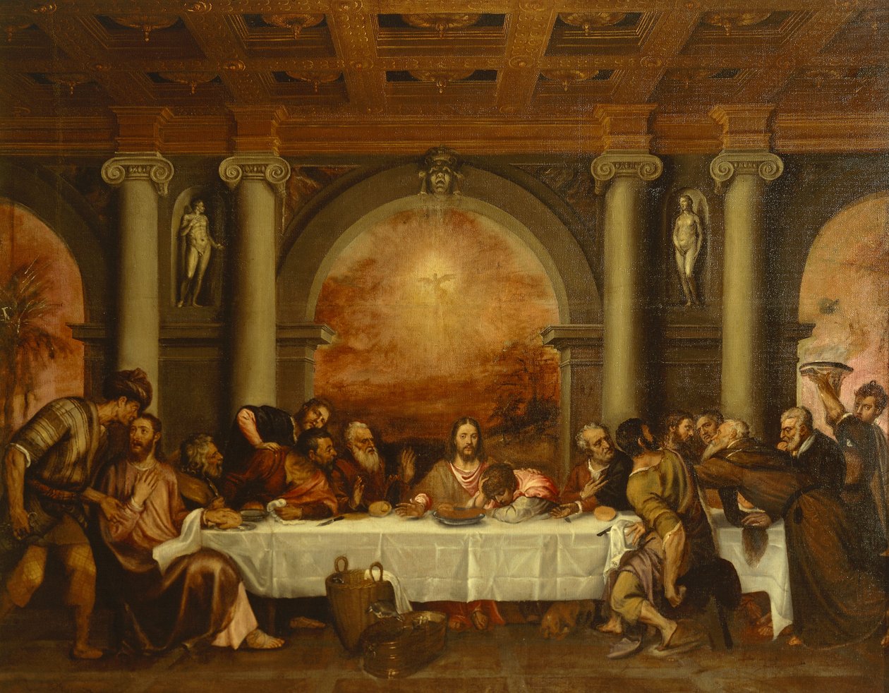 Vázlat az utolsó vacsorához, Tizian (kb. 1490-1576) alkotó: Titian (c.1488 1576)