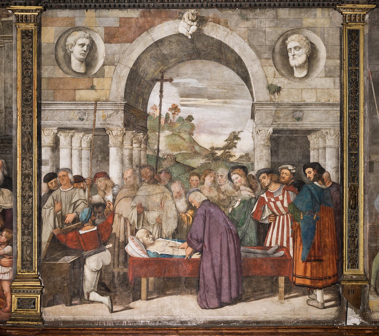 A fösvény szíve a koporsóban, az északi fal, a Szent Iskola, a Szent Antal-bazilika (A Szent Bazilika), Padova, Olaszország alkotó: Titian (c.1488 1576)