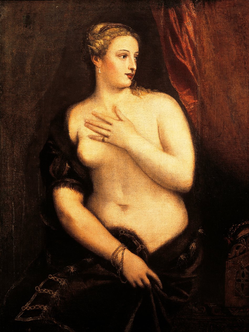 Vénusz tükörrel, Tizianus (kb. 1490-1576), olaj, vászon alkotó: Titian (c.1488 1576)