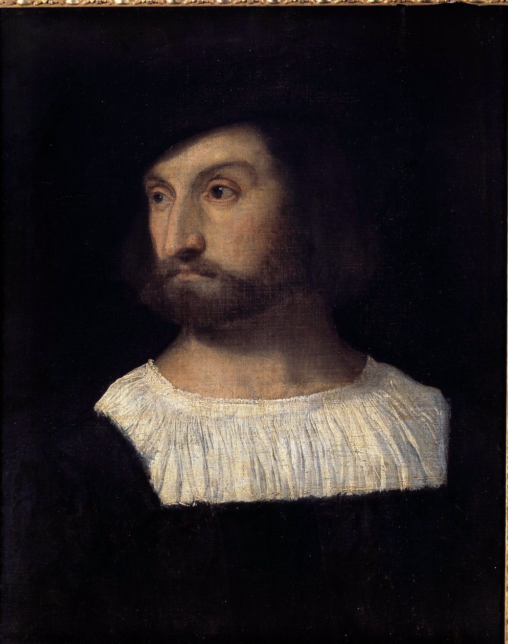I. Este Alfonz ferrarai herceg portréja (1476-1534) Tiziano Vecelliónak tulajdonított Tizianus (1485-1576) festmény, XVI. század. Besancon. Szépművészeti Múzeum alkotó: Titian (c.1488 1576) (attr. to)