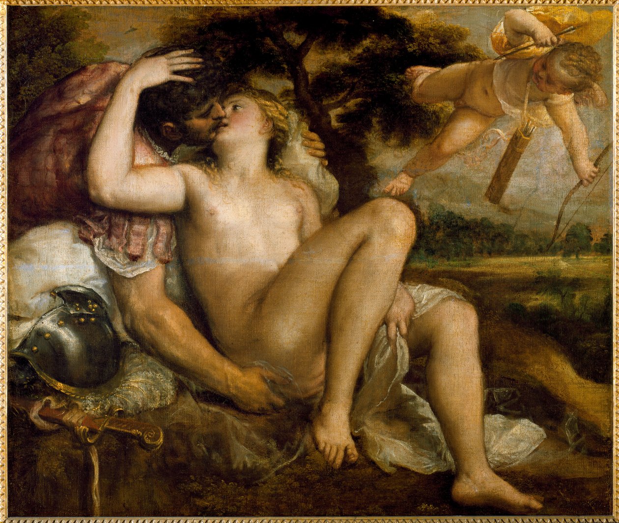 Vénusz, Mars és Amour (olaj, vászon alkotó: Titian (c.1488 1576) (workshop)