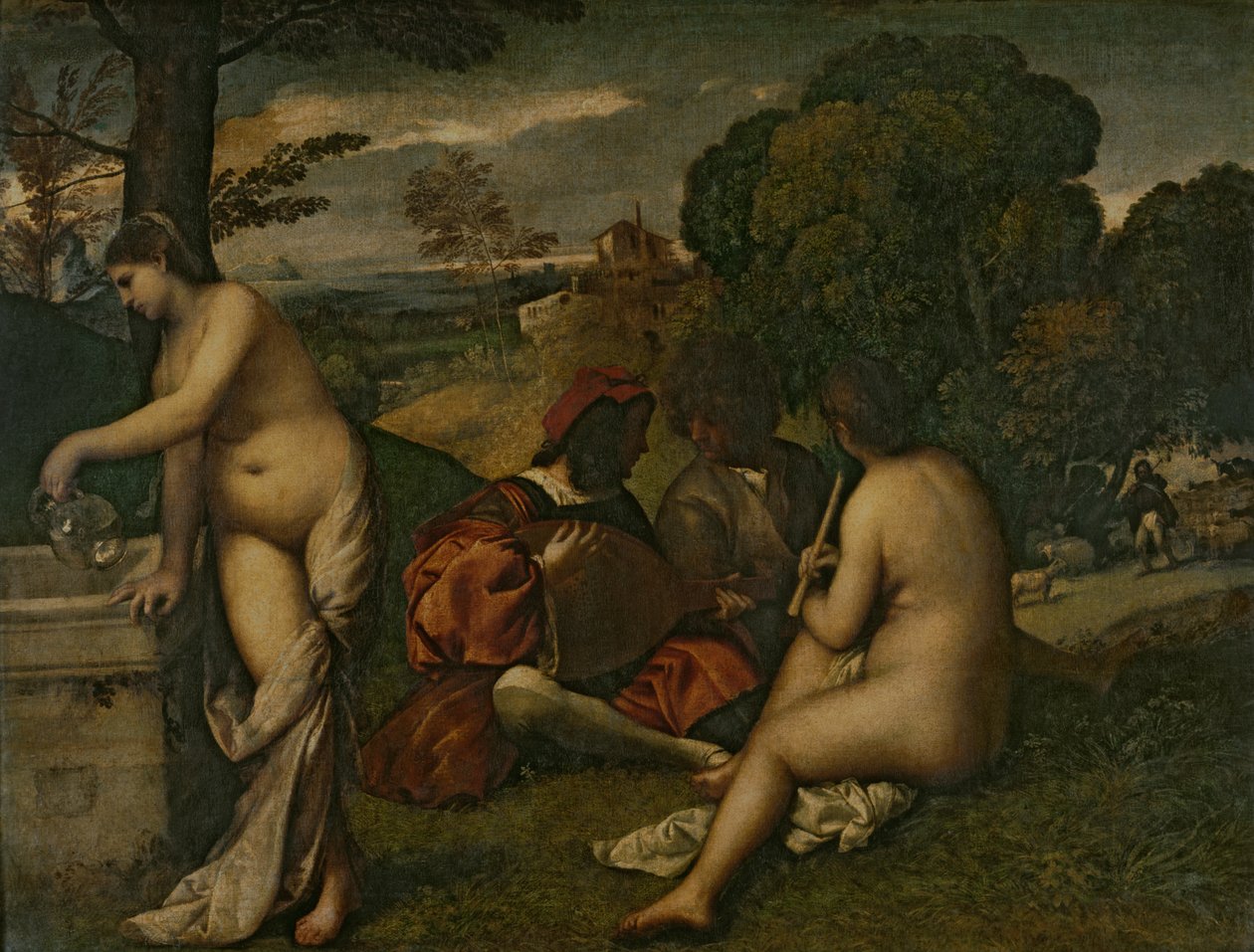 Le Concert Champetre (szabadtéri koncert), 1510 körül (olaj, vászon) alkotó: Tiziano Vecelli