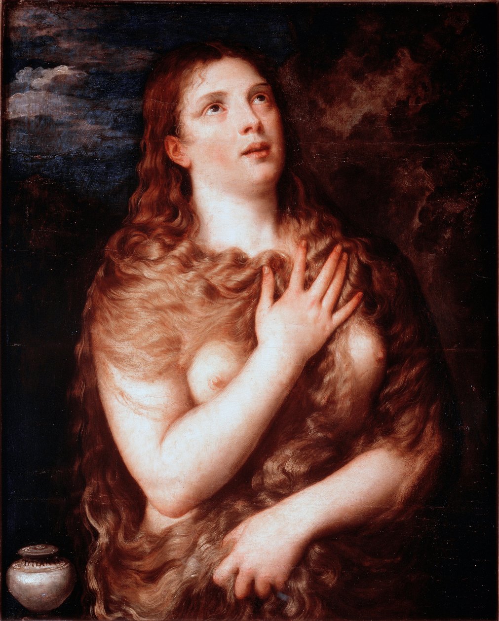 Mária Magdolna bűnbánatban (Festmény, 1533 körül) alkotó: Titian (c.1488 1576)