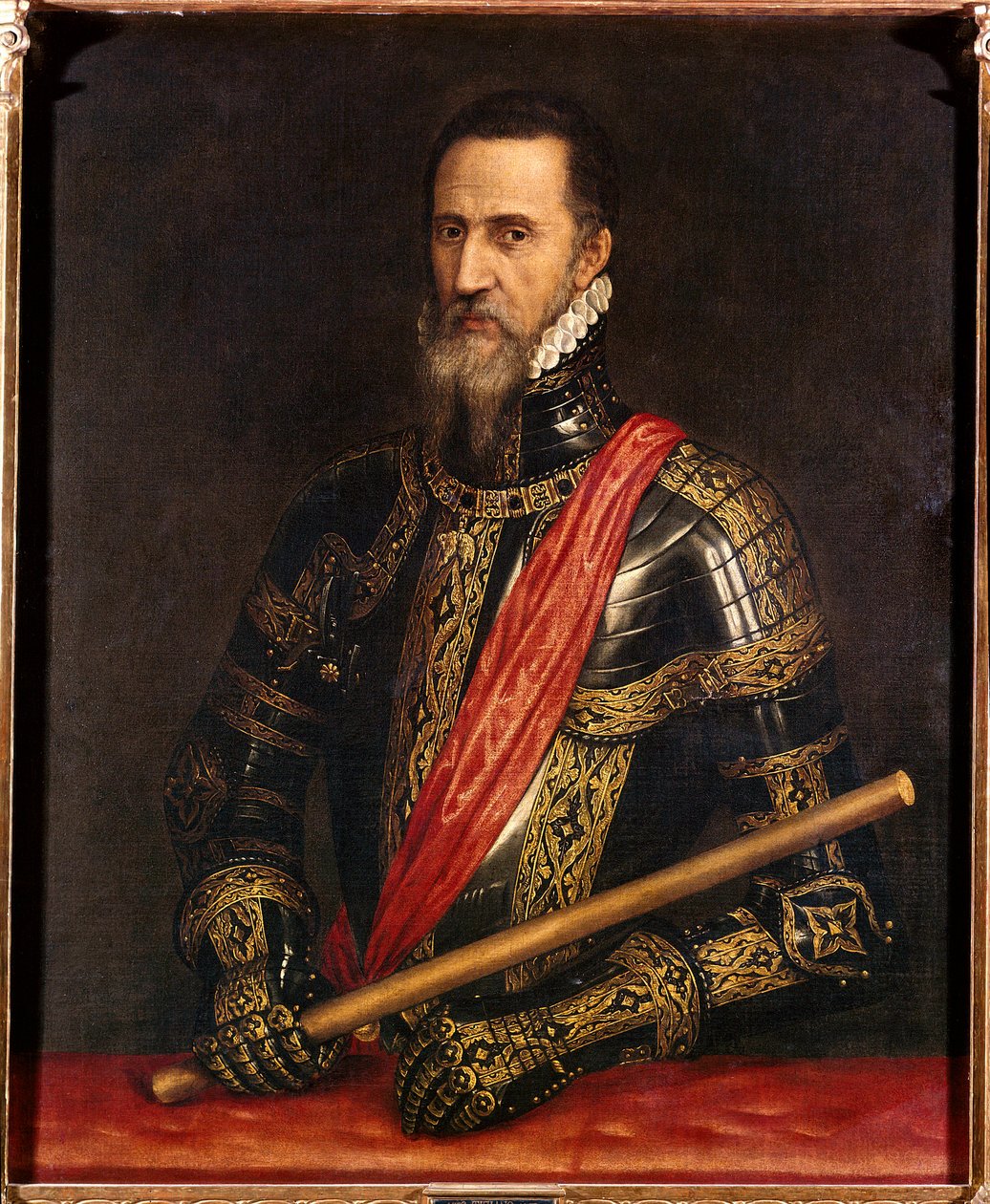 Ferdinand Alvare de Toledo (vagy Ferdinand Alvarez de Toledo és Pimentel), Hajnal hercege, Flandria kormányzója (1508-1582) portréja Titian Vecellio (1480-1576) festménye. 16. század. Madridi királyi palota alkotó: Tiziano Vecelli