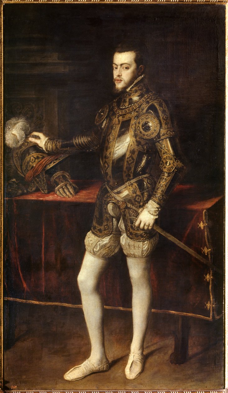 II. Fülöp (1527-1598) portréja 24 évesen, V. Károly fia. Tiziano Vecellio A Tizian című festménye (1485-1576) alkotó: Tiziano Vecelli