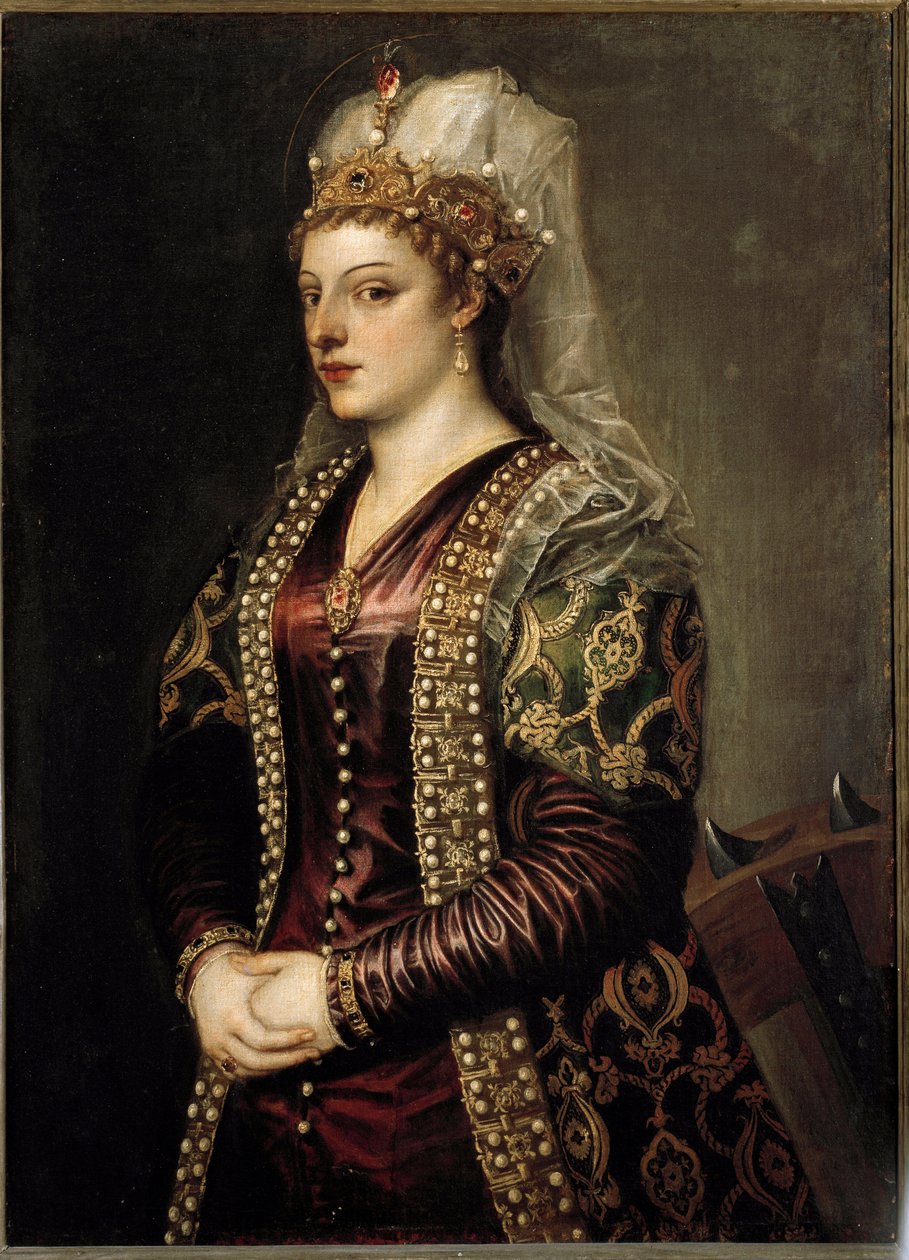 Caterina Cornaro ciprusi királynő portréja Alexandriai Szent Katalinként. 1542 körül (festmény) alkotó: Tiziano Vecelli