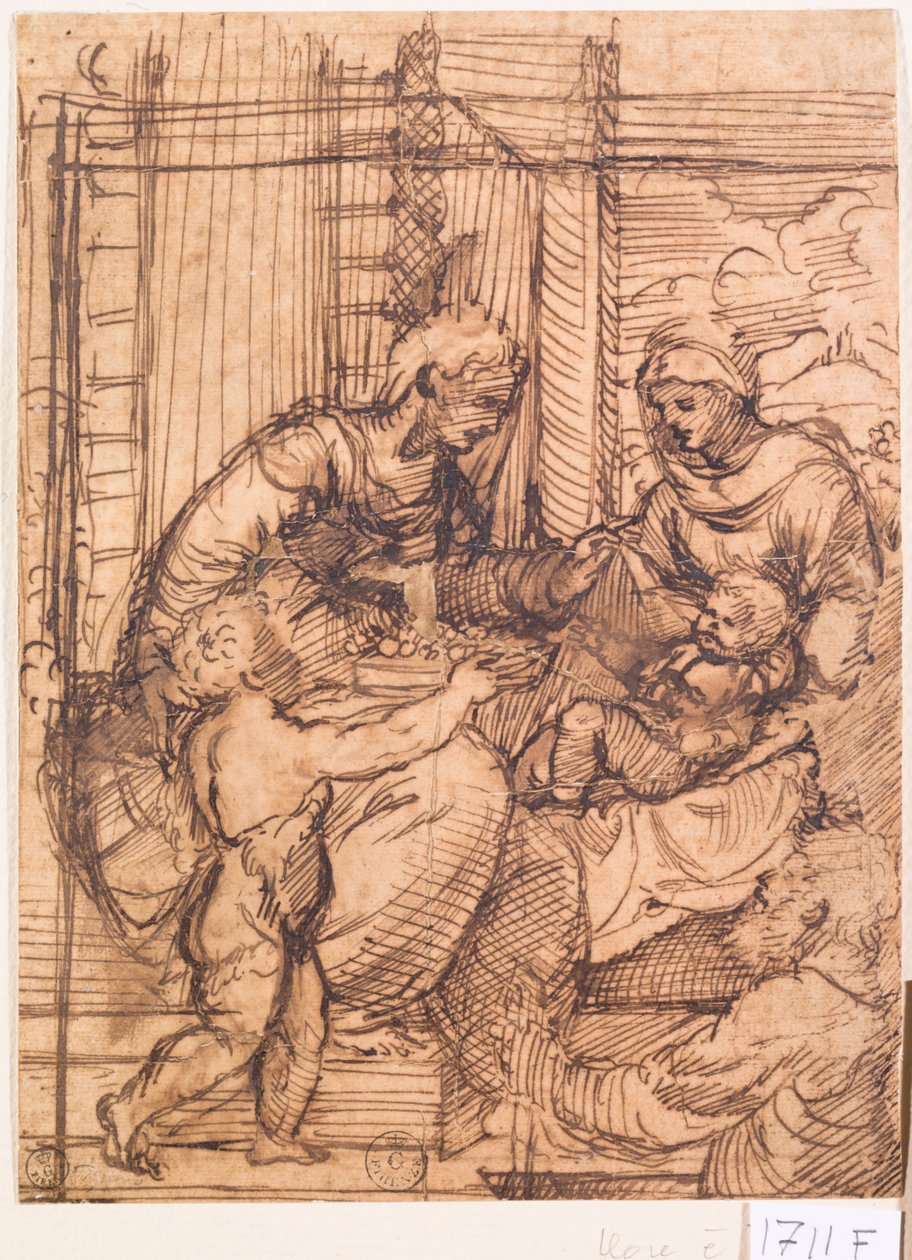 Sacred Conversation (toll és tinta, papír) alkotó: Titian (c.1488 1576)