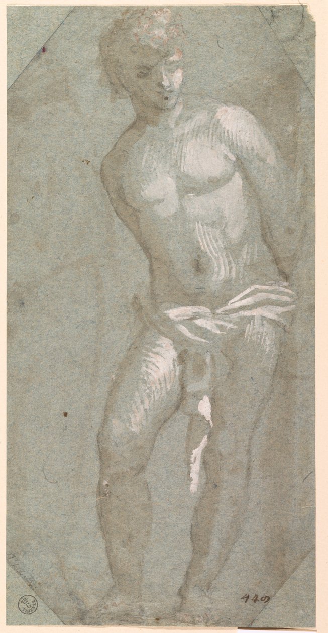 Szent Sebestyén (tus, tus, tus, mosás, papír) alkotó: Titian (c.1488 1576)