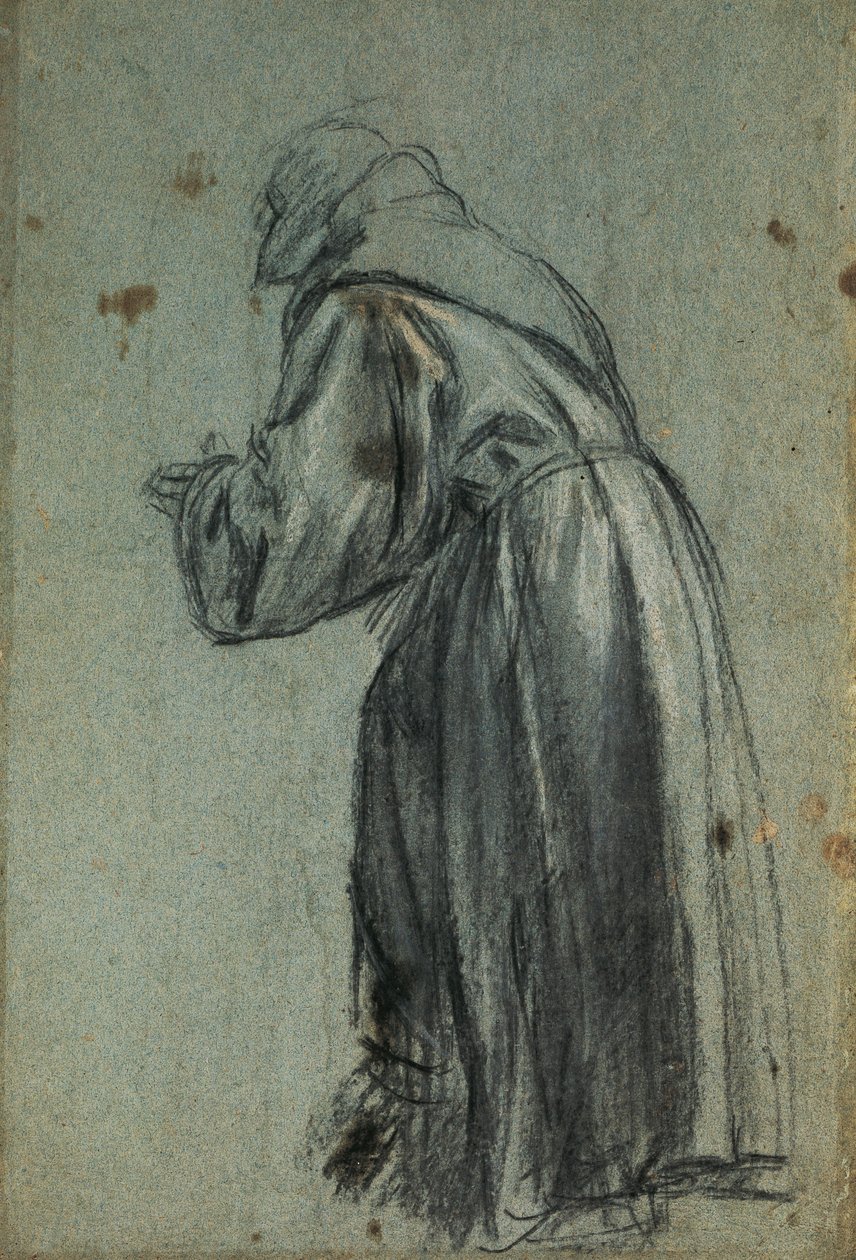 Tanulmány Szent Ferenc ábrázolására (szén) alkotó: Titian (c.1488 1576)