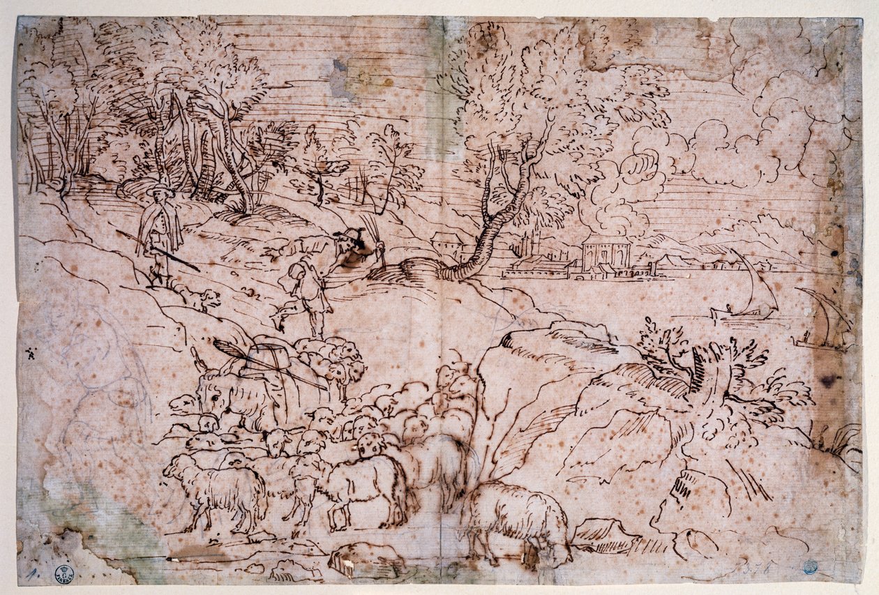 Táj tanulmányozása juhokkal alkotó: Titian (c.1488 1576)