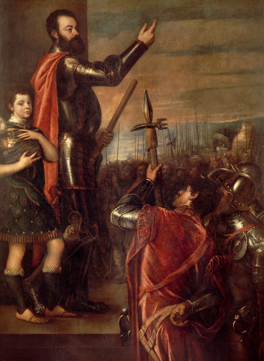 Alfonso d’Avalos kiosztása csapatai között alkotó: Titian (c.1488 1576)