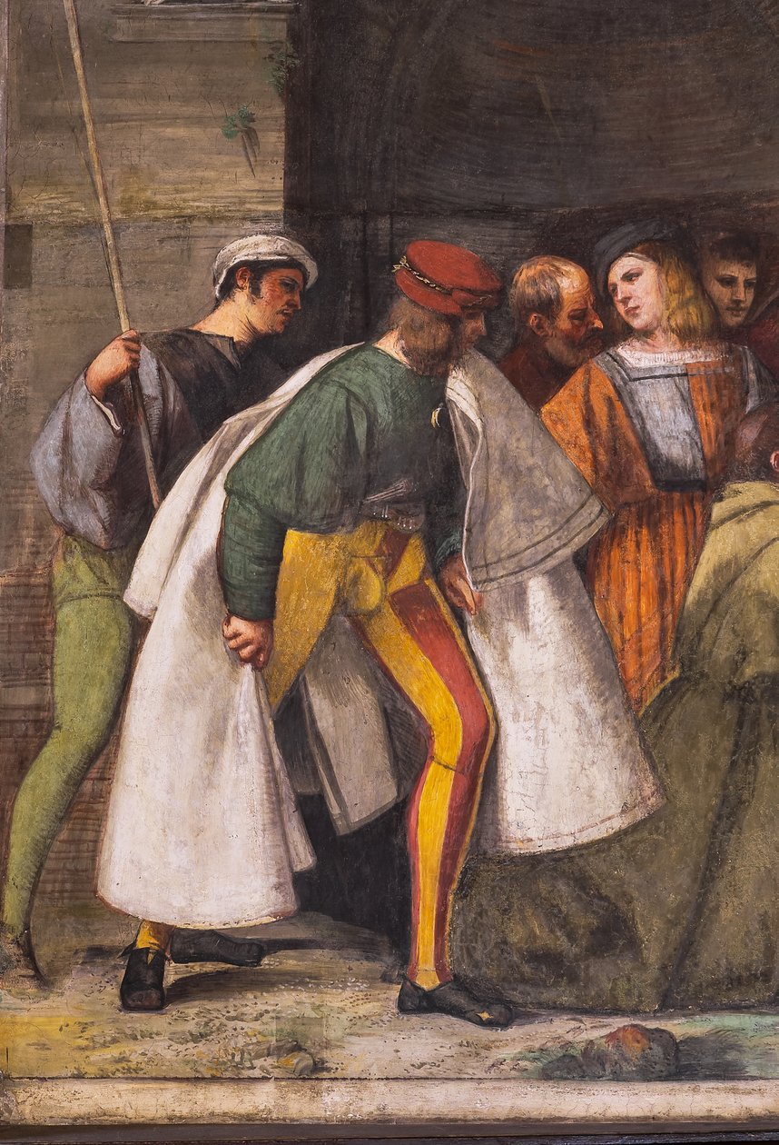 Az Anya ártatlanságát hirdető baba, az Északi Fal, a Szent Iskola, 2195188 és 2195385 részlet alkotó: Titian (c.1488 1576)