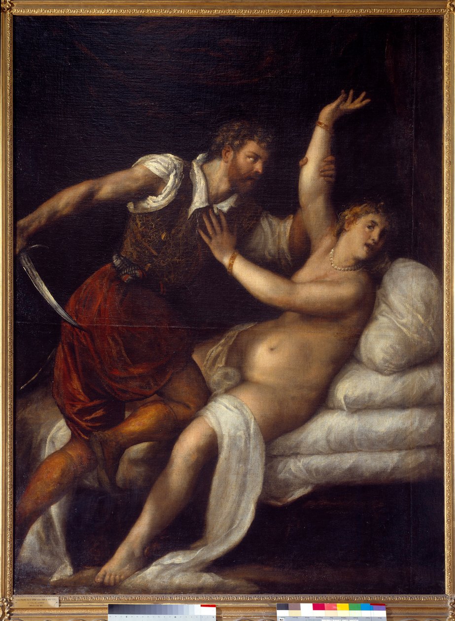 Lucrece (? - av. 509) vagy Tarquin és Lucrece megerőszakolása. Tiziano Vecellio, Le Titian (1485-1576) festménye alkotó: Tiziano Vecelli